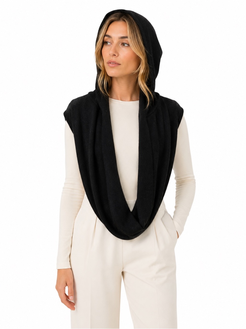 NWT Magaschoni Cashmere Hooded Infinity Scarf